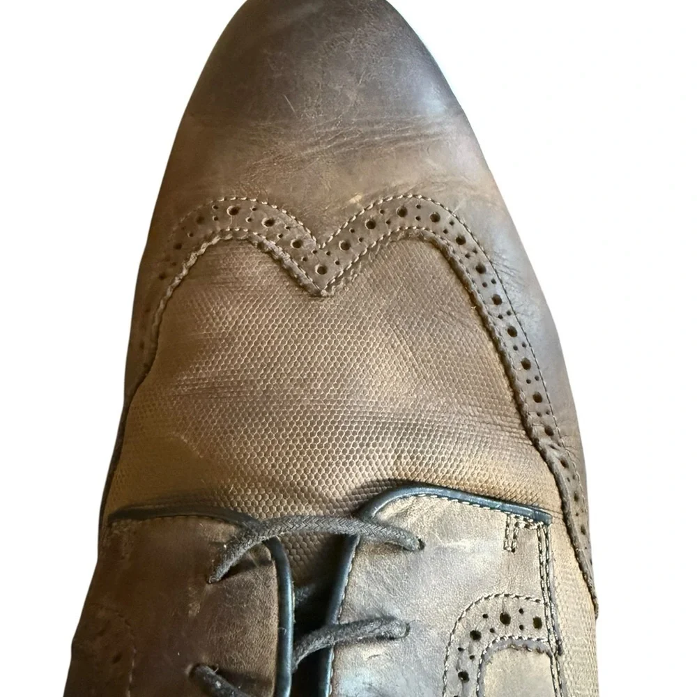 Johnston & Murphy Sheepskin Oxford Shoes 13W Brown Leather Memory Foam